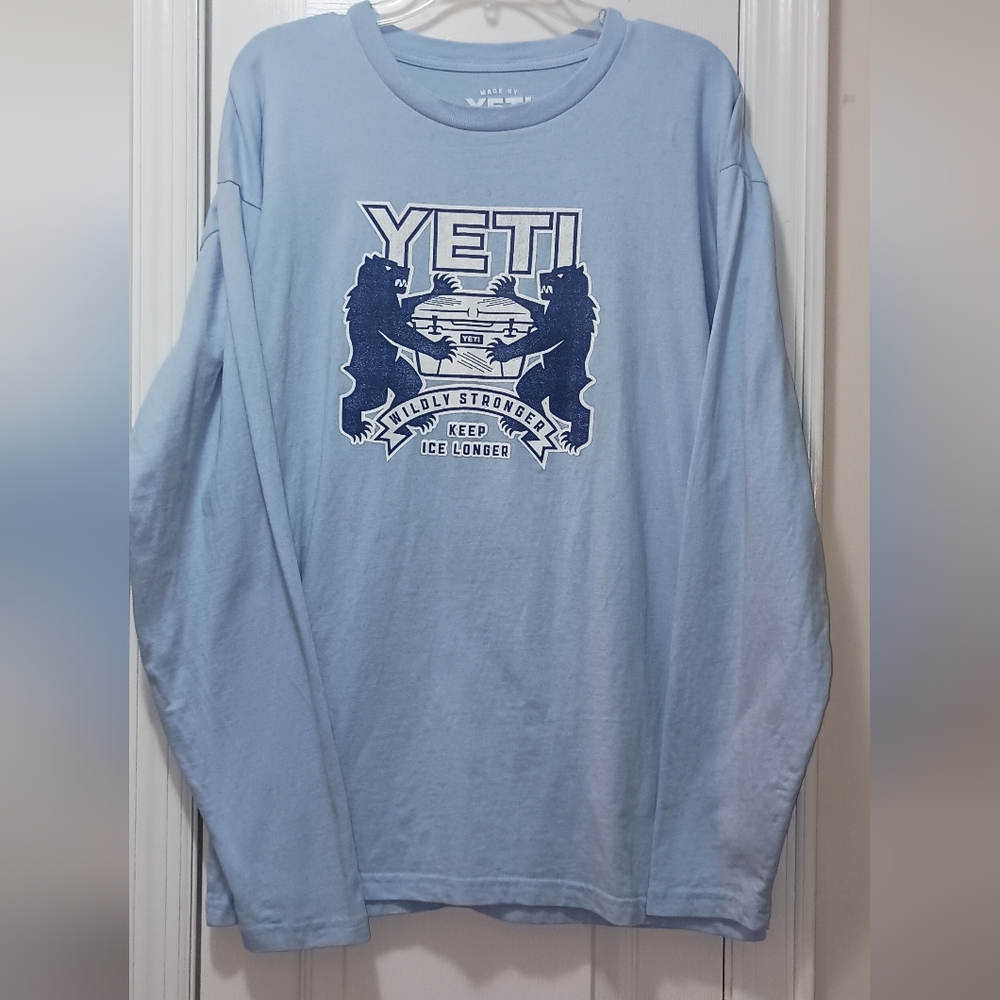 Yeti Retro Blue Cotton Men's Long Sleeve T-shirt Large